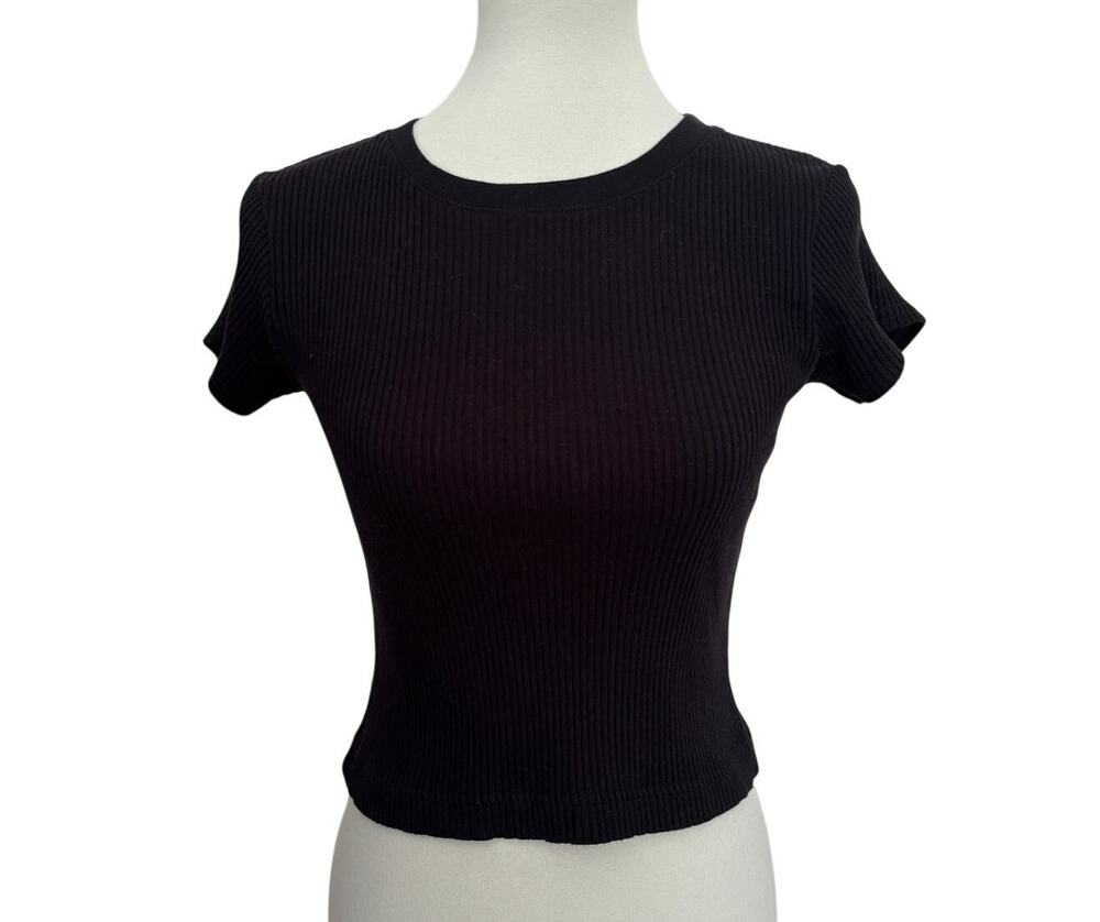 PERFECTWHITETEE Gabby Sweater Rib Short Sleeve Top